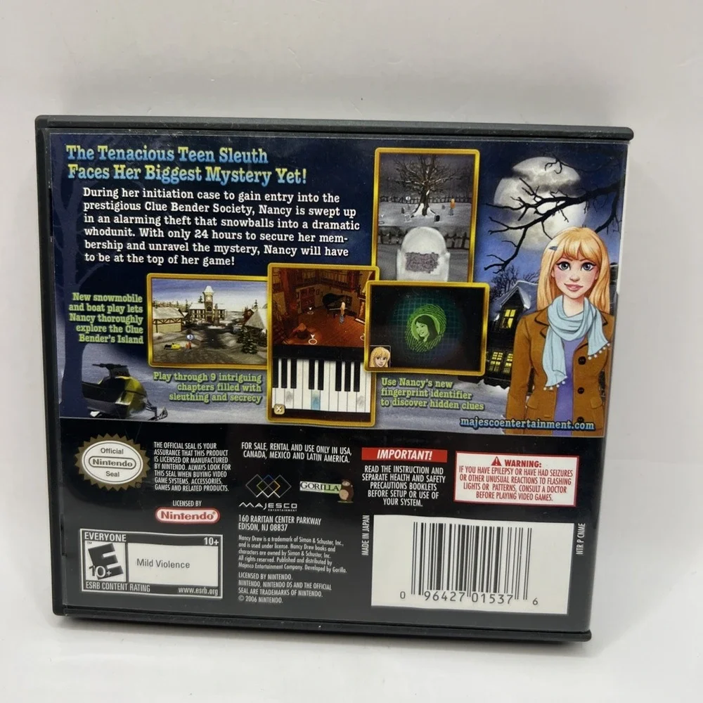 Nancy Drew: The Mystery Of The Clue Bender Society Nintendo DS Complete Tested